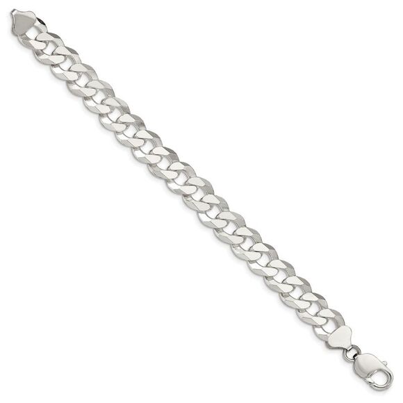 Kazi Luxury Sterling Silver 12.3mm Beveled Curb Chain - Picture 2 of 2